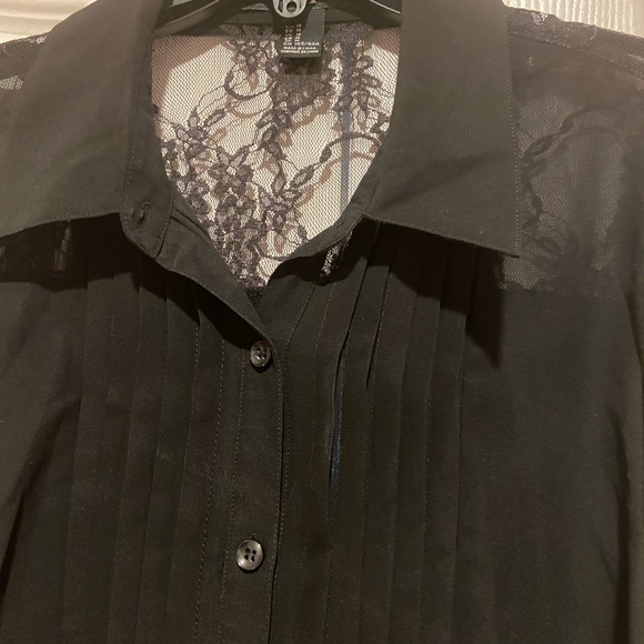 F21 black blouse long sleeve - Picture 2 of 6